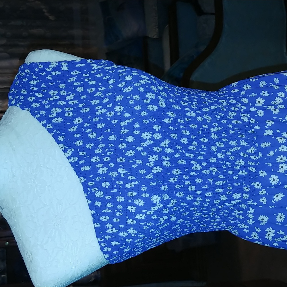 BTFBM One shoulder blue & white floral maxi dress. Size S - Picture 3 of 10